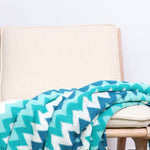 SOGA 220cm Blue Zigzag Striped Throw Blanket Acrylic Wave Knitted Fringed Woven Cover Couch Bed Sofa BLANKET920