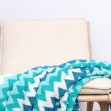 SOGA 220cm Blue Zigzag Striped Throw Blanket Acrylic Wave Knitted Fringed Woven Cover Couch Bed Sofa BLANKET920