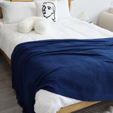 SOGA Royal Blue Acrylic Knitted Throw Blanket Solid Fringed Warm Cozy Woven Cover Couch Bed Sofa BLANKET909