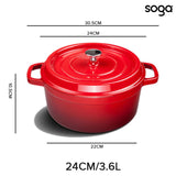 SOGA Cast Iron 24cm Enamel Porcelain Stewpot Casserole Stew Cooking Pot With Lid 3.6L Orange STEWPOT24CMORANGE