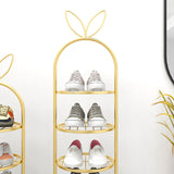 SOGA 7 Tier Bunny Ears Shape Gold Plated Metal Shoe Organizer Space Saving Portable Footwear Storage FPOTXJ0991