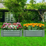 SOGA 120X60cm Rectangle Galvanised Raised Garden Bed Vegetable Herb Flower Outdoor Planter Box METALBGRE513