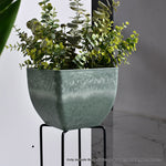 SOGA 32cm Green Grey Square Resin Plant Flower Pot in Cement Pattern Planter Cachepot for Indoor FPOTF3219