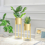 SOGA 4X 75cm Gold Metal Plant Stand with Flower Pot Holder Corner Shelving Rack Indoor Display FPOTH75GLDX4