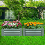 SOGA 90cm Rectangle Galvanised Raised Garden Bed Vegetable Herb Flower Outdoor Planter Box METALBGRE512