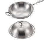 SOGA 18/10 Stainless Steel Fry Pan 36cm Frying Pan Top Grade Skillet with Helper Handle and Lid TRIFPO36