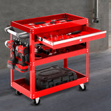 SOGA 3 Tier Tool Storage Cart Portable Service Utility Heavy Duty Mobile Trolley with Drawer and TOOLCART606