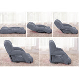 SOGA Foldable Lounge Cushion Adjustable Floor Lazy Recliner Chair with Armrest Grey LOUNGEKIDGREY