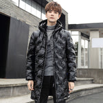 abbee Black XL Winter Hooded Glossy Overcoat Long Jacket Stylish Lightweight Quilted Warm Puffer DJ-9809B