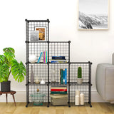 SOGA 2X Black Portable 9-Cube 3 Column Storage Organiser Foldable DIY Modular Grid Space Saving NETBOX3011X2