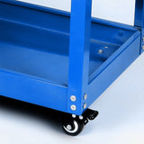 SOGA 2X 3 Tier Tool Storage Cart Portable Service Utility Heavy Duty Mobile Trolley with Hooks Blue TOOLCART608X2