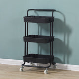 SOGA 3 Tier Steel Black Movable Kitchen Cart Multi-Functional Shelves Portable Storage Organizer KITCHENXY004