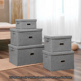 SOGA 2X Grey Small Foldable Canvas Storage Box Cube Clothes Basket Organiser Home Decorative Box SBOX001X2