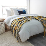 SOGA 170cm Yellow Zigzag Striped Throw Blanket Acrylic Wave Knitted Fringed Woven Cover Couch Bed BLANKET917