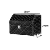 SOGA 2X Leather Car Boot Collapsible Foldable Trunk Cargo Organizer Portable Storage Box Black/White STORAGEBLK386X2