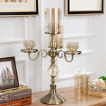 SOGA 58cm 4-Slots Glass Candlestick Candle Holder Stand Pillar Glass/Iron Metal CANDLESTICK3695