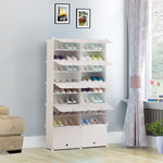 SOGA 9 Tier 2 Column White Shoe Rack Organizer Sneaker Footwear Storage Stackable Stand Cabinet SHOEBOX96