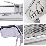 SOGA 2X Skewers Grill with Side Tray Portable Stainless Steel Charcoal BBQ Outdoor 6-8 Persons SKEWERCHARCOALGRILLWITHPLATEX2