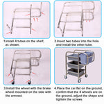 SOGA 2X 3 Tier Food Trolley Food Waste Cart Five Buckets Kitchen Food Utility 82x43x92cm Square FOODCART1213X2