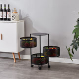 SOGA 3 Tier Steel Round Rotating Kitchen Cart Multi-Functional Shelves Portable Storage Organizer KITCHENXY015