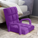 SOGA Foldable Lounge Cushion Adjustable Floor Lazy Recliner Chair with Armrest Purple LOUNGEARMPURPLE