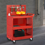 SOGA 3 Tier Tool Storage Cart Portable Service Utility Heavy Duty Mobile Trolley with Porous Side TOOLCART607