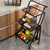 SOGA 3 Tier Steel Black Adjustable Kitchen Cart Multi-Functional Shelves Portable Storage Organizer KITCHENXY032