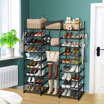 SOGA 2X 21-Shelf Tier Shoe Storage Shelf Space-Saving Caddy Rack Organiser with Handle RACK0006X2