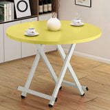 SOGA 2X Yellow Dining Table Portable Round Surface Space Saving Folding Desk Home Decor TABLERD725X2