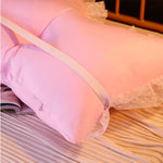 SOGA 180cm Pink Princess Bed Pillow Headboard Backrest Bedside Tatami Sofa Cushion with Ruffle Lace PILLOWSLK180PINK