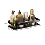 SOGA Black Wall-Mounted Rectangular Bathroom Storage Organiser Space Saving Adhesive Shelf Rack TAN1004