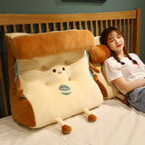 SOGA 2X Smiley Face Toast Bread Wedge Cushion Stuffed Plush Cartoon Back Support Pillow Home Decor SCUSHION021X2