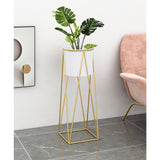 SOGA 4X 70cm Gold Metal Plant Stand with White Flower Pot Holder Corner Shelving Rack Indoor Display FPOTH72WHTX4