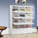 SOGA 9 Tier 3 Column White Shoe Rack Organizer Sneaker Footwear Storage Stackable Stand Cabinet SHOEBOX99