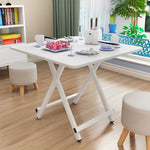 SOGA White Dining Table Portable Square Surface Space Saving Folding Desk with Lacquered Legs Home TABLESQ731