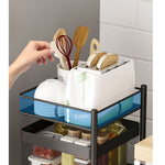 SOGA 4 Tier Steel Square Rotating Kitchen Cart Multi-Functional Shelves Portable Storage Organizer KITCHENXY020