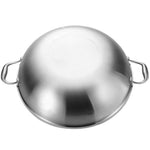 SOGA 2X 3-Ply 38cm Stainless Steel Double Handle Wok Frying Fry Pan Skillet with Lid WOKTRIFPG38X2