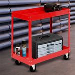 SOGA 2 Tier Tool Storage Cart Portable Service Utility Heavy Duty Mobile Trolley Red TOOLCART605