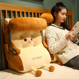 SOGA Cute Face Toast Bread Wedge Cushion Stuffed Plush Cartoon Back Support Pillow Home Decor SCUSHION024
