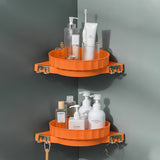 SOGA 2X Orange 360 Degree Wall-Mounted Rotating Bathroom Organiser Corner Vanity Rack Toilet BATHA009X2