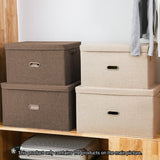 SOGA 2X Coffee Small Foldable Canvas Storage Box Cube Clothes Basket Organiser Home Decorative Box SBOX009X2