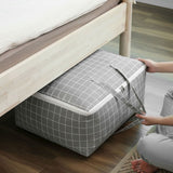 SOGA 2X Grey Plaid Medium Storage Luggage Bag Double Zipper Foldable Travel Organiser Essentials SBOX201X2