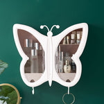 SOGA 2X White Butterfly Shape Wall-Mounted Makeup Organiser Dustproof Waterproof Bathroom Storage BATHG310X2