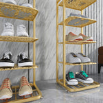 SOGA 5 Tier Gold Plated Metal Shoe Organizer Space Saving Portable Footwear Storage Shelf FPOTXJ12