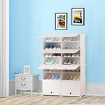 SOGA 7 Tier 2 Column White Shoe Rack Organizer Sneaker Footwear Storage Stackable Stand Cabinet SHOEBOX95