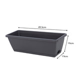 SOGA 49.5cm Black Rectangular Planter Vegetable Herb Flower Outdoor Plastic Box with Holder Balcony PLANTBOX5G