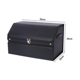 SOGA 56cm Leather Car Boot Collapsible Foldable Trunk Cargo Organizer Portable Storage Box with Lock STORAGEBLK392