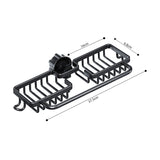 SOGA 2X Black Kitchen Sink Organiser Faucet Soap Sponge Caddy Rack Drainer with Towel Bar Holder TAN1032X2