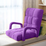 SOGA Foldable Lounge Cushion Adjustable Floor Lazy Recliner Chair with Armrest Purple LOUNGEARMPURPLE