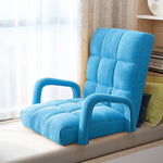 SOGA Foldable Lounge Cushion Adjustable Floor Lazy Recliner Chair with Armrest Blue LOUNGEARMBLUE